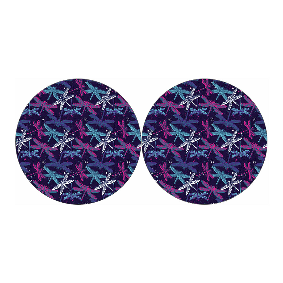 Trippy Dragonfly Pattern Print Car Coasters