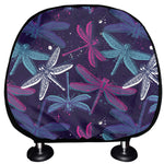 Trippy Dragonfly Pattern Print Car Headrest Covers