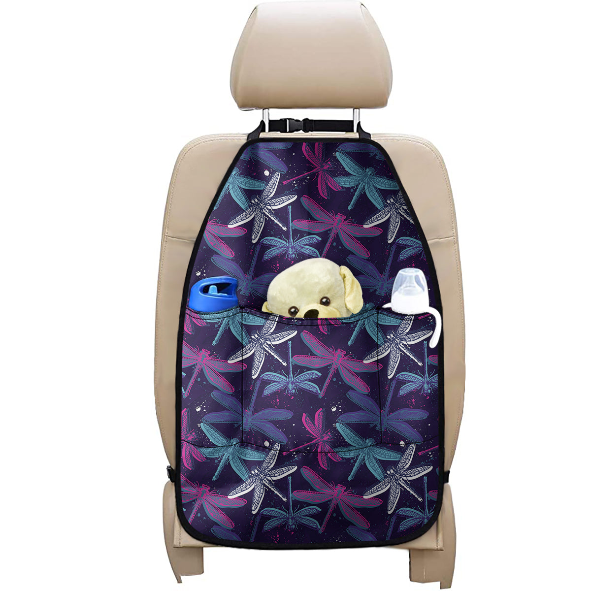 Trippy Dragonfly Pattern Print Car Seat Organizers