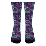 Trippy Dragonfly Pattern Print Crew Socks