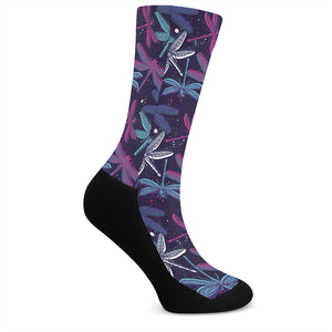 Trippy Dragonfly Pattern Print Crew Socks