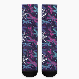 Trippy Dragonfly Pattern Print Crew Socks