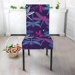 Trippy Dragonfly Pattern Print Dining Chair Slipcover