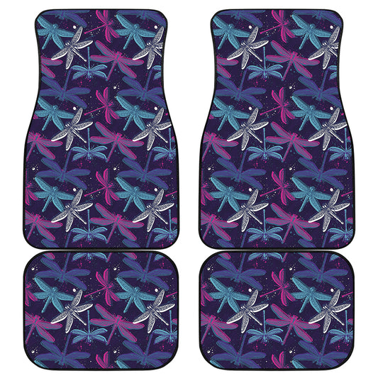 Trippy Dragonfly Pattern Print Front and Back Car Floor Mats
