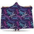 Trippy Dragonfly Pattern Print Hooded Blanket