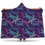 Trippy Dragonfly Pattern Print Hooded Blanket