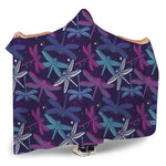 Trippy Dragonfly Pattern Print Hooded Blanket