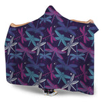 Trippy Dragonfly Pattern Print Hooded Blanket