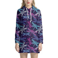 Trippy Dragonfly Pattern Print Pullover Hoodie Dress