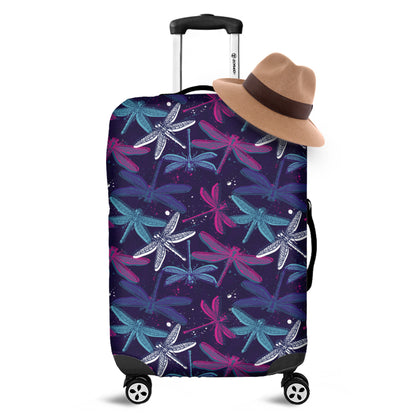 Trippy Dragonfly Pattern Print Luggage Cover