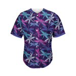 Trippy Dragonfly Pattern Print Men's Baseball Jersey