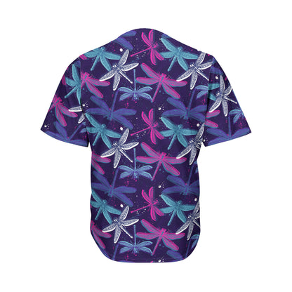Trippy Dragonfly Pattern Print Men's Baseball Jersey