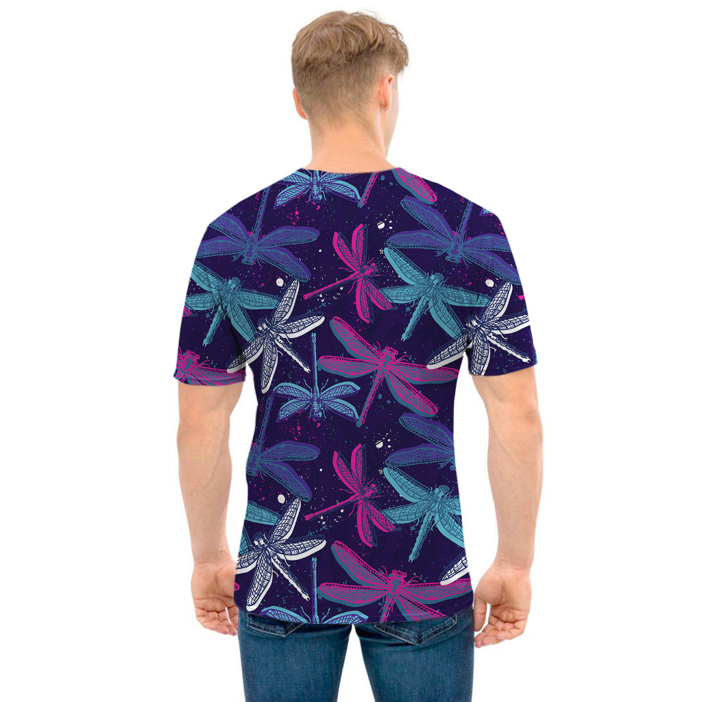 Trippy Dragonfly Pattern Print Men's T-Shirt