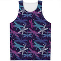Trippy Dragonfly Pattern Print Men's Tank Top