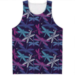 Trippy Dragonfly Pattern Print Men's Tank Top