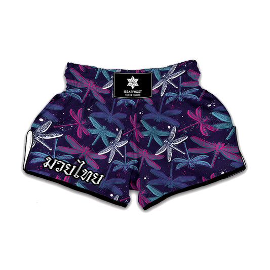 Trippy Dragonfly Pattern Print Muay Thai Boxing Shorts