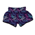 Trippy Dragonfly Pattern Print Muay Thai Boxing Shorts