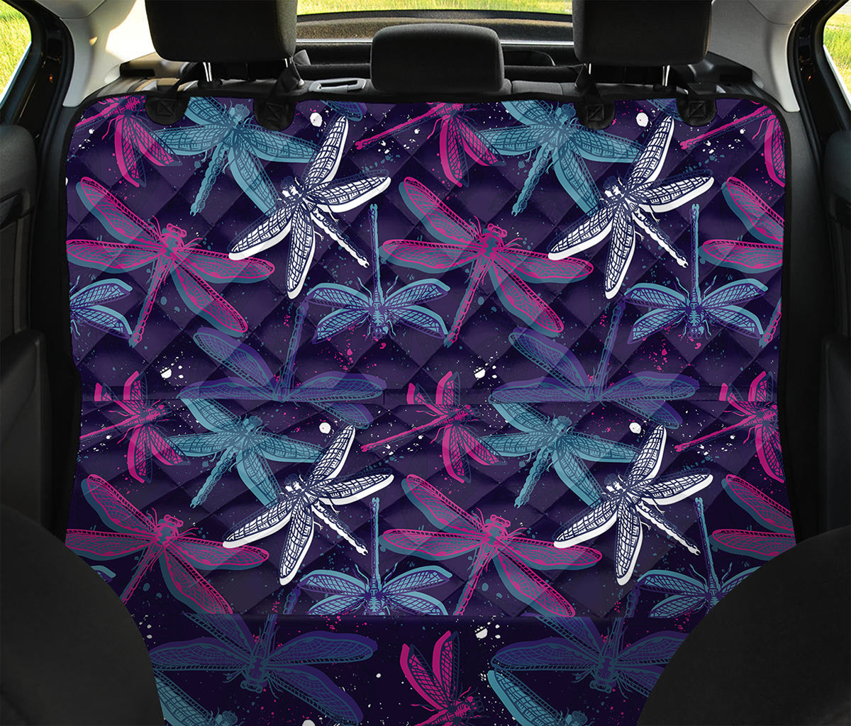 Trippy Dragonfly Pattern Print Pet Car Back Seat Cover
