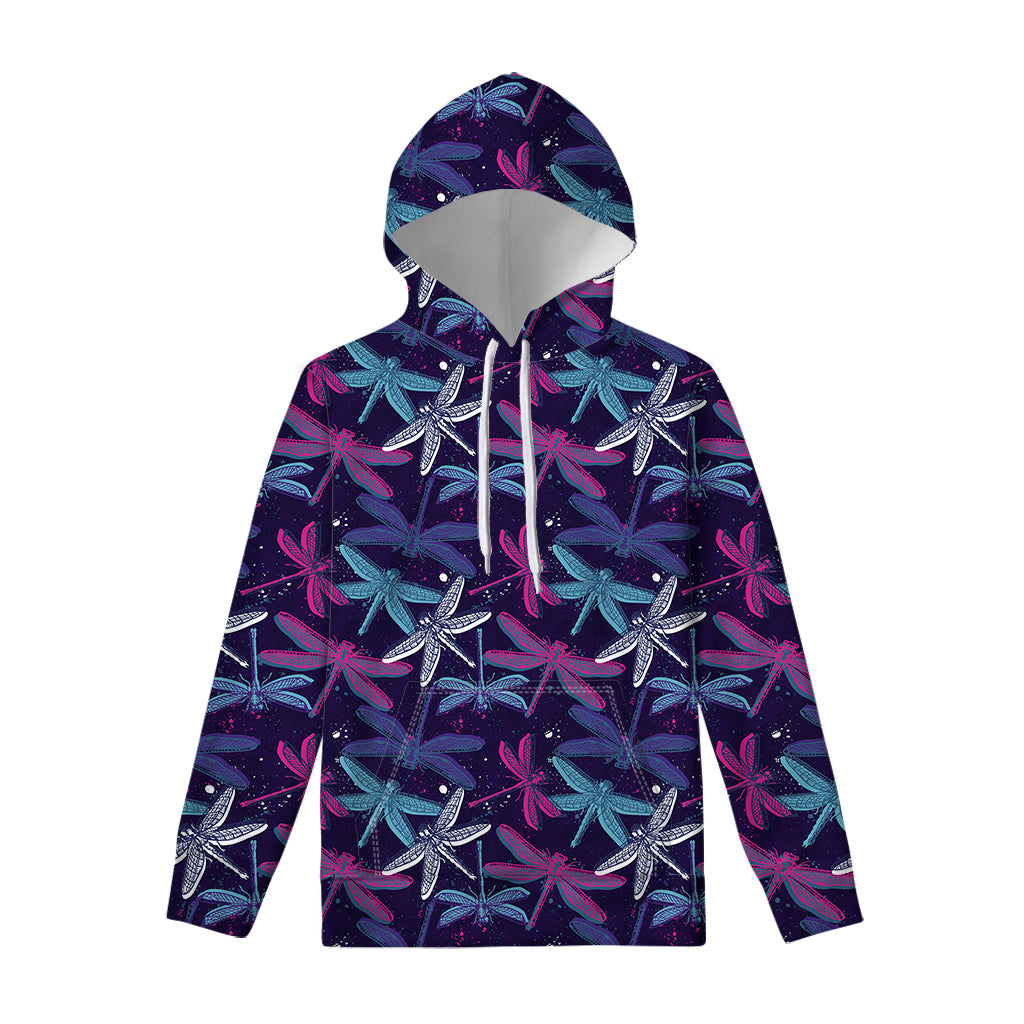Trippy Dragonfly Pattern Print Pullover Hoodie