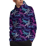 Trippy Dragonfly Pattern Print Pullover Hoodie