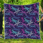 Trippy Dragonfly Pattern Print Quilt