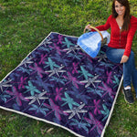 Trippy Dragonfly Pattern Print Quilt