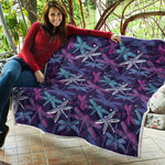 Trippy Dragonfly Pattern Print Quilt