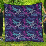 Trippy Dragonfly Pattern Print Quilt