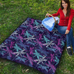 Trippy Dragonfly Pattern Print Quilt