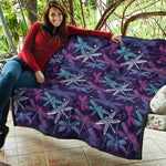 Trippy Dragonfly Pattern Print Quilt