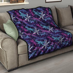 Trippy Dragonfly Pattern Print Quilt