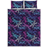 Trippy Dragonfly Pattern Print Quilt Bed Set