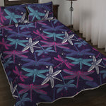 Trippy Dragonfly Pattern Print Quilt Bed Set