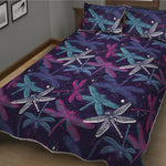 Trippy Dragonfly Pattern Print Quilt Bed Set
