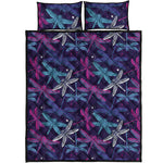 Trippy Dragonfly Pattern Print Quilt Bed Set