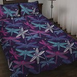 Trippy Dragonfly Pattern Print Quilt Bed Set
