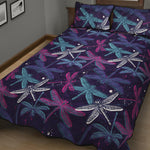 Trippy Dragonfly Pattern Print Quilt Bed Set