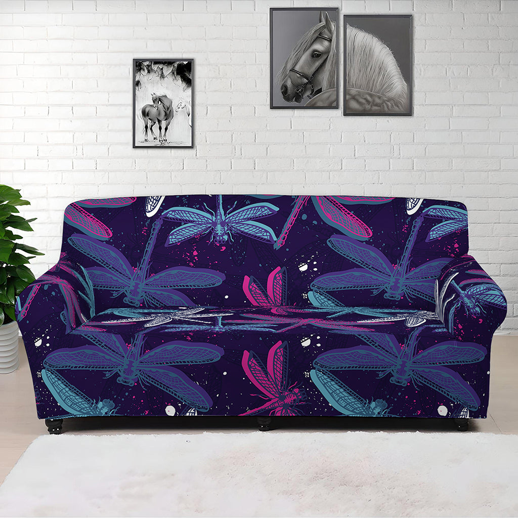Trippy Dragonfly Pattern Print Sofa Cover