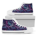 Trippy Dragonfly Pattern Print White High Top Sneakers
