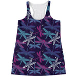 Trippy Dragonfly Pattern Print Women's Racerback Tank Top
