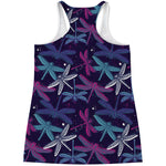 Trippy Dragonfly Pattern Print Women's Racerback Tank Top