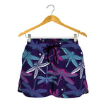 Trippy Dragonfly Pattern Print Women's Shorts
