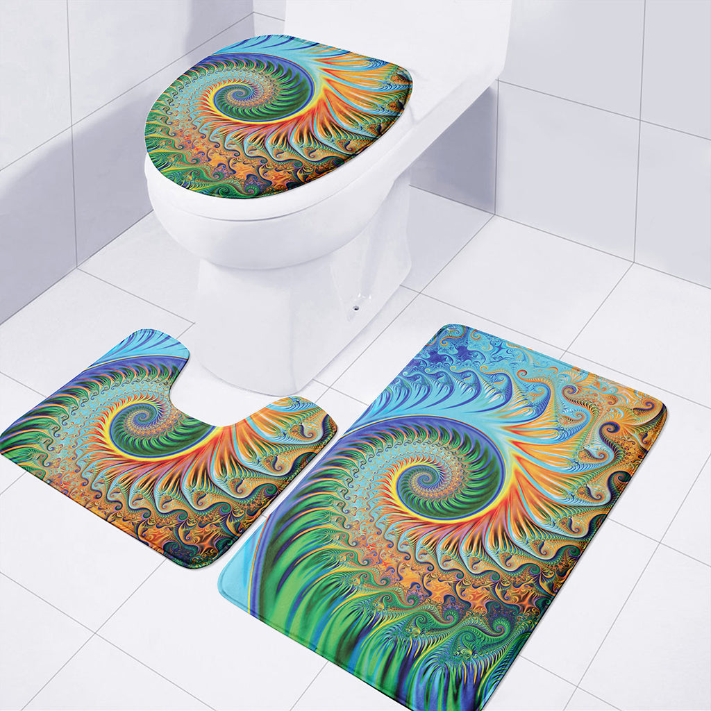 Trippy Fractal Print 3 Piece Bath Mat Set