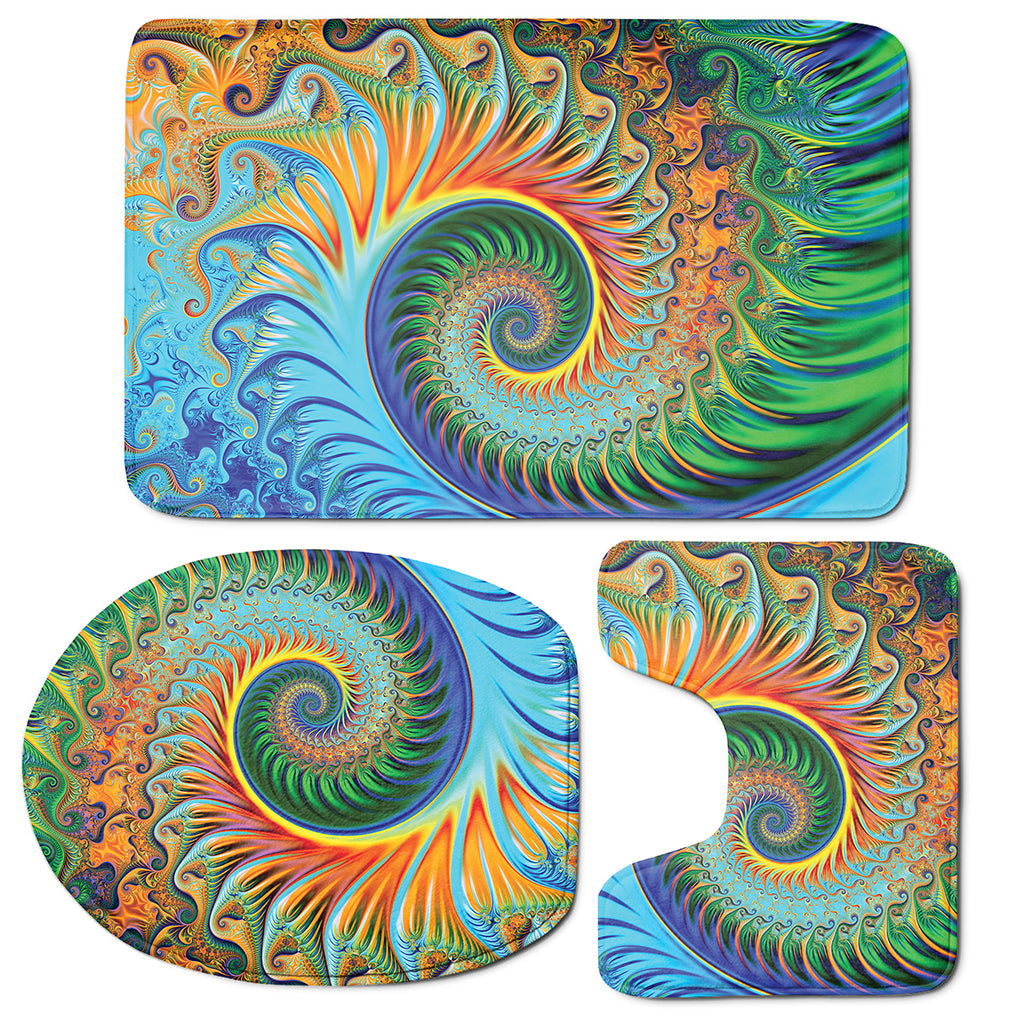 Trippy Fractal Print 3 Piece Bath Mat Set
