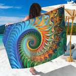 Trippy Fractal Print Beach Sarong Wrap