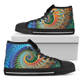 Trippy Fractal Print Black High Top Sneakers