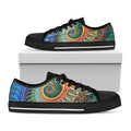 Trippy Fractal Print Black Low Top Sneakers