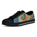 Trippy Fractal Print Black Low Top Shoes