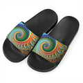 Trippy Fractal Print Black Slide Sandals