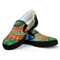 Trippy Fractal Print Black Slip On Sneakers